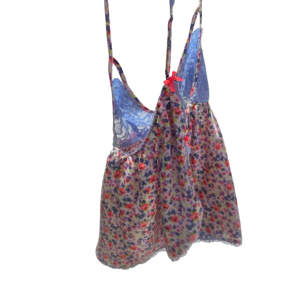 Victoria Secret Y2K Babydoll Cami Satin Florals Lace Cut Out bows Nightie sexy - Picture 11 of 16